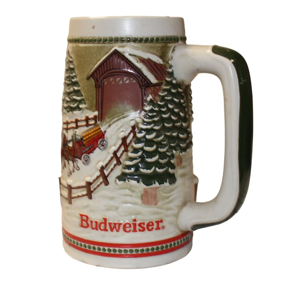 Budweiser Stein Ceramarte Brazil Handcrafted Ltd Edition Clydesdales Christmas